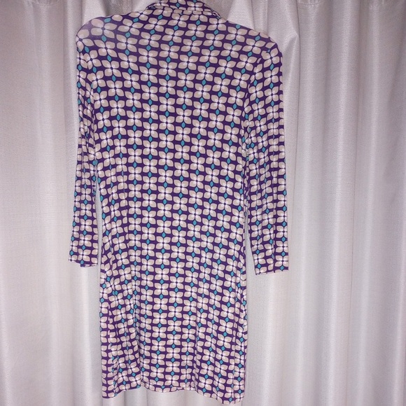 Boden Geometric Patterned 70’s Style Size 8 Glitter V-Neck Office/Business Dress - Picture 6 of 6